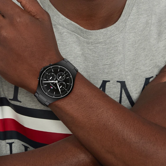Tommy Hilfiger TH1792055 Horloge Heren Zwart 44mm Tommy Hilfiger TH1792055 Horloge Heren Zwart 44mm