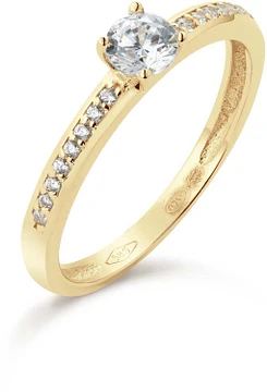 Glow Ring Solitair rij Geelgoud CZ 585 214.1031