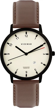 Vicenso Rome VI10033 Black PVD White/Brown