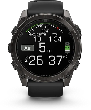 Garmin Fenix 8 - 010-02905-21 - 51 mm, AMOLED Sapphire, Carbon grey DLC met zwarte/pebble grey siliconen band