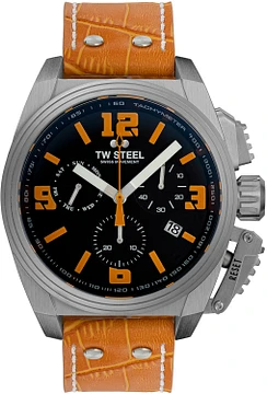 TW Steel TW1112 Canteen Swiss Movement Steel Chrono Oranje Leer 46mm