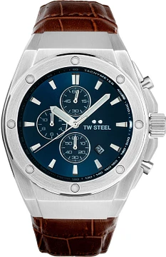 TW Steel TWCE4107 CEO Tech Steel Chrono Bruin Leer 44mm