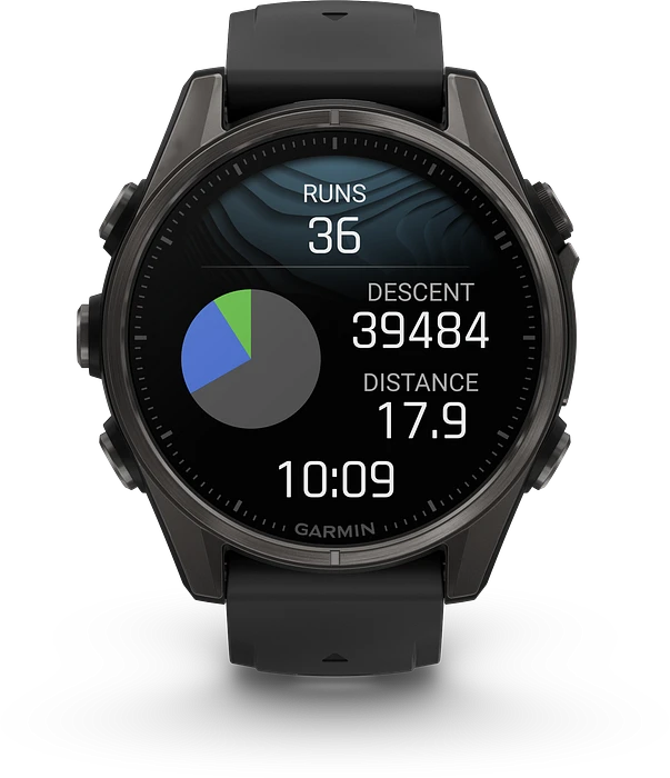Garmin Fenix 8 - 010-02903-21 - 43 mm, AMOLED Sapphire, Carbon grey DLC-titanium met zwarte/pebble grey siliconen band Garmin Fenix 8 - 010-02903-21 - 43 mm, AMOLED Sapphire, Carbon grey DLC-titanium met zwarte/pebble grey siliconen band
