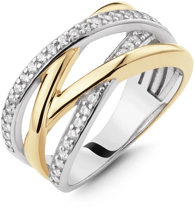 Glow Ring Dubbelkruis Gerhodineerd CZ 925 114.0379 Glow Ring Dubbelkruis Gerhodineerd CZ 925 114.0379