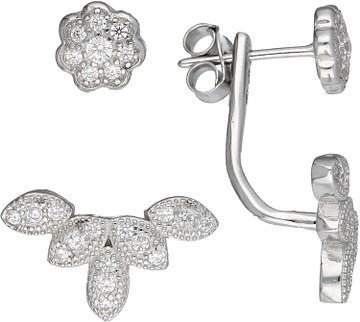 Silver Lining Earjackets Bloem CZ Zilver Rd 106.0923.00