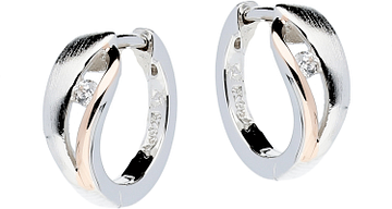 Silver Lining Klapoorring Bicolor Rd/Rp Zilver CZ 107.5411.00