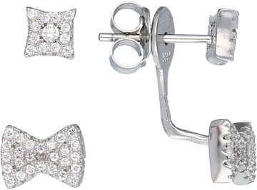 Silver Lining Earjackets Strik CZ Zilver Rd 106.0922.00