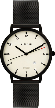 Vicenso Rome VI10035 Negro PVD Blanco/Negro Mesh