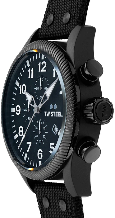 TW Steel TWVS113 Volante Steel Chrono Zwart Canvas 48mm