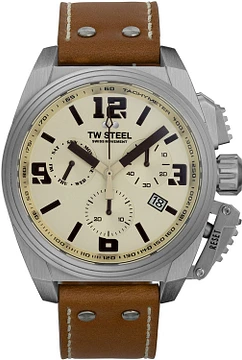 TW Steel TW1110 Canteen Swiss Movement Steel Chrono Bruin Leer 46mm