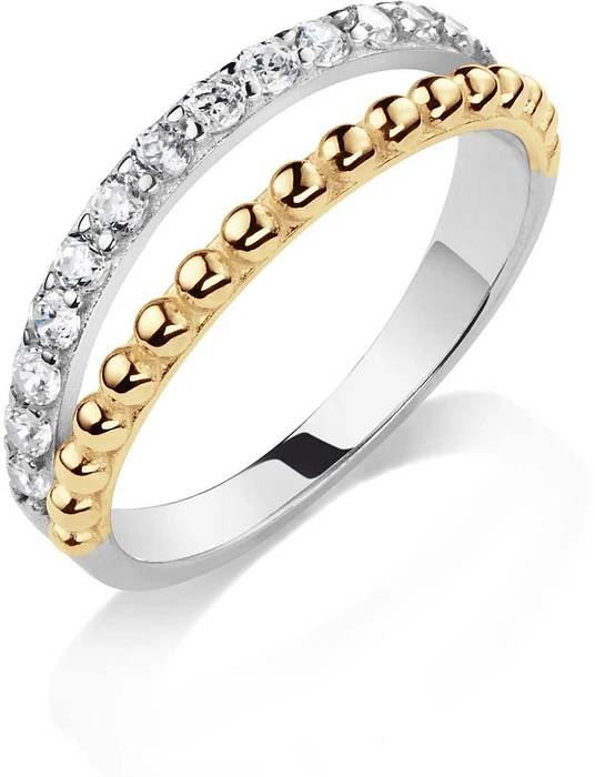 Glow Ring Dubbelband Gerhodineerd CZ 925 114.0375 Glow Ring Dubbelband Gerhodineerd CZ 925 114.0375