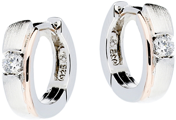 Silver Lining Klapoorring Bicolor Rd/Rp Zilver CZ 107.5410.00