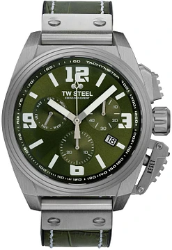 TW Steel TW1116 Canteen Swiss Movement Steel Chrono Groen Leer 46mm