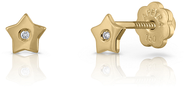 Lapetra LPGO0003 - Oorknopjes - Ster - 18k goud - Diamant