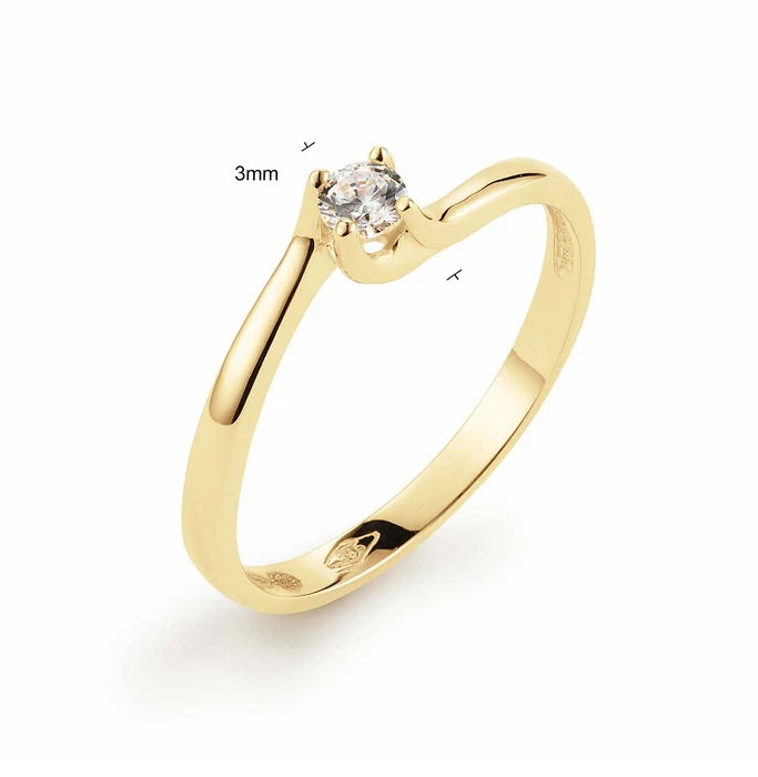 Glow Ring Solitair Slag Geelgoud CZ 585 214.1037 Glow Ring Solitair Slag Geelgoud CZ 585 214.1037