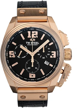 TW Steel TW1115 Canteen Swiss Movement Rosé Steel Chrono Bruin Leer 46mm