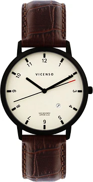 Vicenso Rome VI10031 Black PVD White/Brown