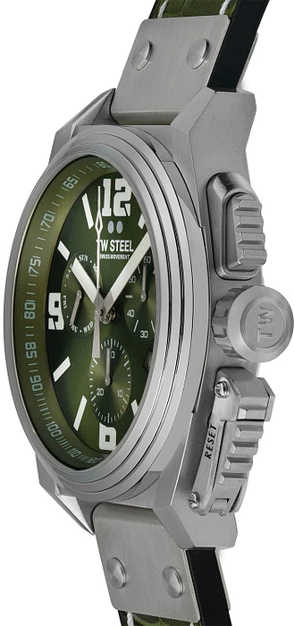 TW Steel TW1116 Canteen Swiss Movement Steel Chrono Groen Leer 46mm TW Steel TW1116 Canteen Swiss Movement Steel Chrono Groen Leer 46mm