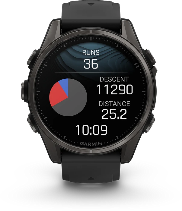 Garmin Fenix 8 - 010-02903-21 - 43 mm, AMOLED Sapphire, Carbon grey DLC-titanium met zwarte/pebble grey siliconen band Garmin Fenix 8 - 010-02903-21 - 43 mm, AMOLED Sapphire, Carbon grey DLC-titanium met zwarte/pebble grey siliconen band