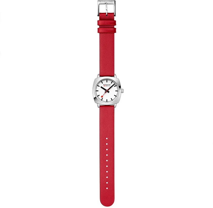 Mondaine MSL.31110.LCV Horloge - Leer - Rood - 31x36,5mm Mondaine MSL.31110.LCV Horloge - Leer - Rood - 31x36,5mm