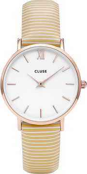 Cluse MINUIT ROSE GOLD WHITE/SUNNY YELLOW STRIPES CL30032