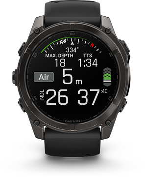 Garmin Fenix 8 - 010-02905-21 - 51 mm, AMOLED Sapphire, Carbon grey DLC met zwarte/pebble grey siliconen band