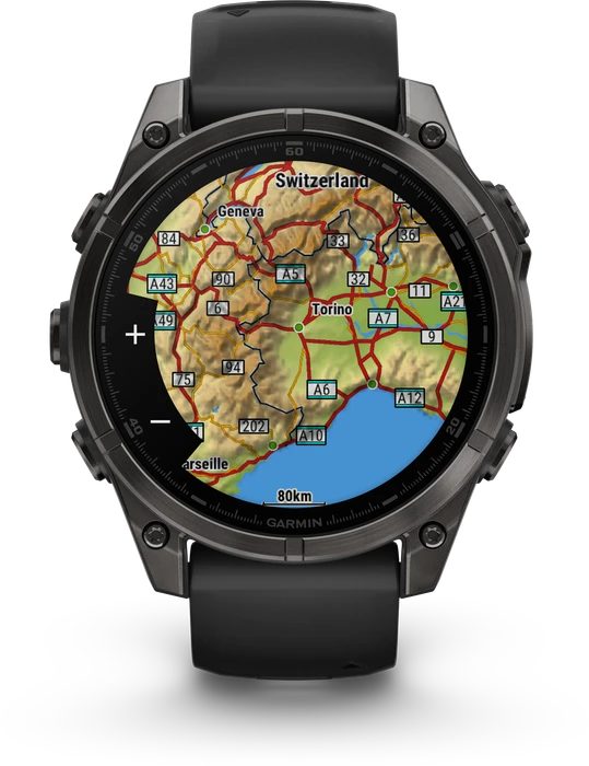 Garmin Fenix 8 - 010-02904-21 - 47 mm, AMOLED Sapphire, Carbon grey DLC-titanium met zwarte/pebble grey siliconen band Garmin Fenix 8 - 010-02904-21 - 47 mm, AMOLED Sapphire, Carbon grey DLC-titanium met zwarte/pebble grey siliconen band