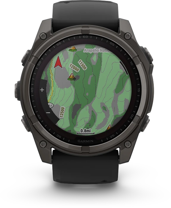 Garmin Fenix 8 - 010-02907-11 - 51 mm, Solar, Sapphire Sapphire, Carbon grey DLC-titanium met zwarte/pebble grey siliconen band