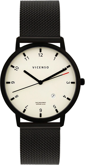 Vicenso Rome VI10035 Noir PVD Blanc/Noir Mesh Vicenso Rome VI10035 Noir PVD Blanc/Noir Mesh