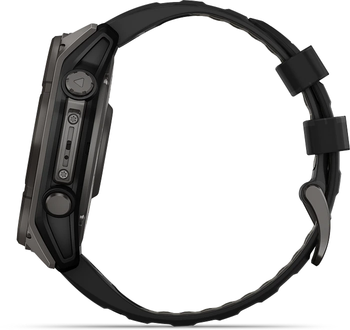 Garmin Fenix 8 - 010-02907-11 - 51 mm, Solar, Sapphire Sapphire, Carbon grey DLC-titanium met zwarte/pebble grey siliconen band