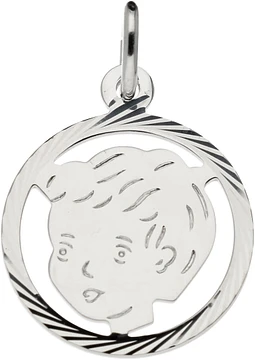 Zilverkleurig Lining Kinderkopje Jongen rand 19x15mm Zilver 141.0073.00