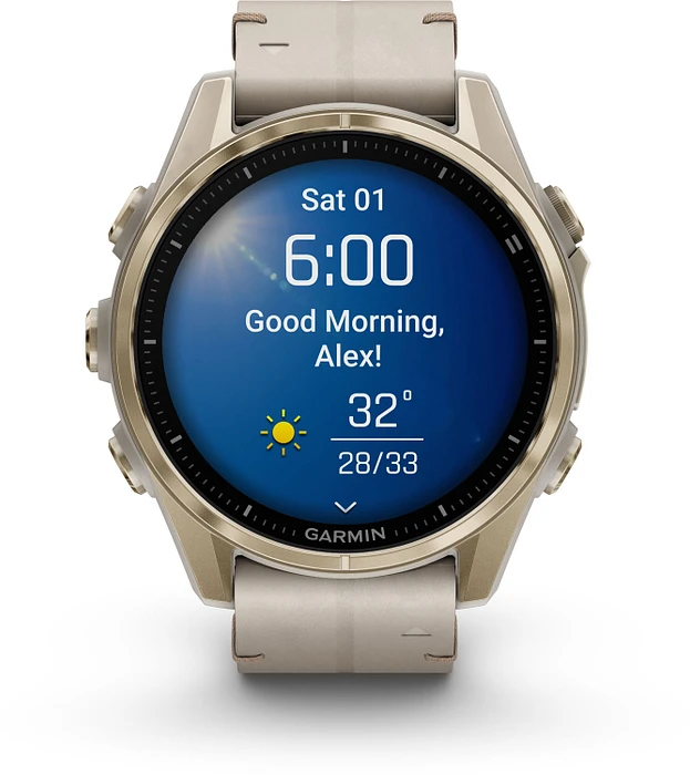 Garmin Fenix 8 - 010-02903-40 43 mm, AMOLED Sapphire, Soft Goudkleurig Limestone band Garmin Fenix 8 - 010-02903-40 43 mm, AMOLED Sapphire, Soft Goudkleurig Limestone band