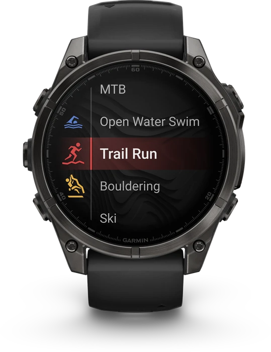 Garmin Fenix 8 - 010-02904-21 - 47 mm, AMOLED Sapphire, Carbon grey DLC-titanium met zwarte/pebble grey siliconen band Garmin Fenix 8 - 010-02904-21 - 47 mm, AMOLED Sapphire, Carbon grey DLC-titanium met zwarte/pebble grey siliconen band