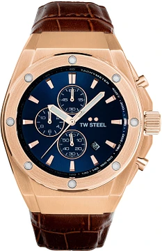 TW Steel TWCE4106 CEO Tech Steel Chrono Bruin Leer 44mm