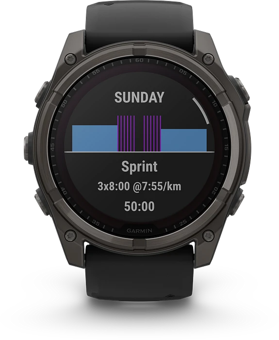 Garmin Fenix 8 - 010-02907-11 - 51 mm, Solar, Sapphire Sapphire, Carbon grey DLC-titanium met zwarte/pebble grey siliconen band