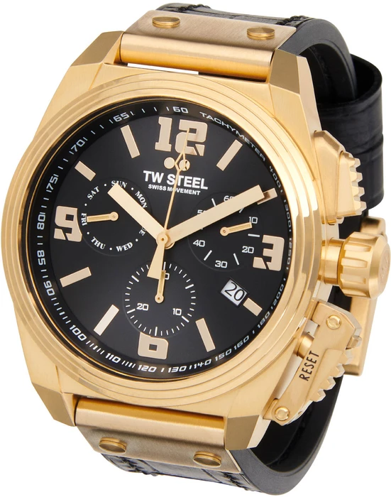 TW Steel TW1118 New Swiss Canteen YG Chrono Swiss made Zwart rubber leer 46mm TW Steel TW1118 New Swiss Canteen YG Chrono Swiss made Zwart rubber leer 46mm