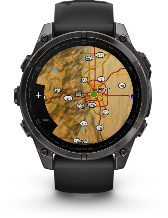 Garmin Fenix 8 - 010-02904-21 - 47 mm, AMOLED Sapphire, Carbon grey DLC-titanium met zwarte/pebble grey siliconen band Garmin Fenix 8 - 010-02904-21 - 47 mm, AMOLED Sapphire, Carbon grey DLC-titanium met zwarte/pebble grey siliconen band