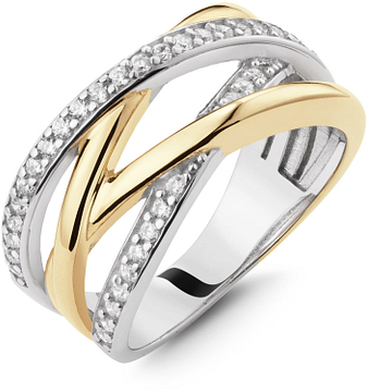 Glow Ring Dubbelkruis Gerhodineerd CZ 925 114.0379