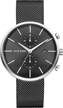 JACOB JENSEN Orologio Unisex 622: Serie Linear Chronograph, Vetro Zaffiro, Cinturino In Pelle, Design Danese