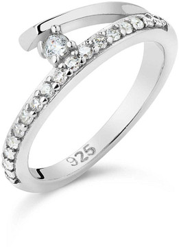Glow Ring V-vorm Gerhodineerd CZ 925 114.0366