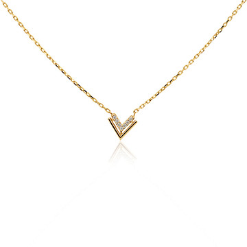 Glow COLLIER MET HANGER V ZIRKONIA - 585 GEEL - 45CM 202.0929.45