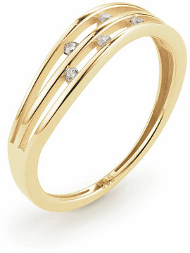 Glow Ring 3 band 5 steens CZ Geelgoud 585 214.1025