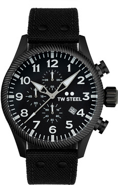 TW Steel TWVS113 Volante Steel Chrono Zwart Canvas 48mm