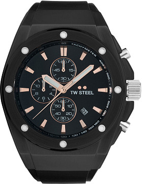 TW Steel TWCE4102 CEO Tech Steel Chrono Zwart Siliconen 44mm