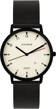 Vicenso Rome VI10035 Zwart PVD Wit/Zwart Mesh
