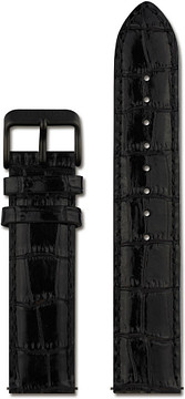 VICENSO LEDEREN HORLOGEBAND VIS017 ZWART/ZWART 20 MM