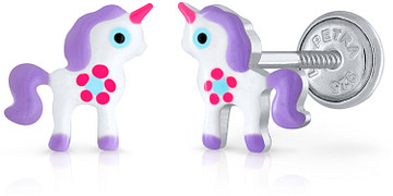 Lapetra LPOS0006 - Oorknopjes - Eenhoorn - 925 sterling zilver 
