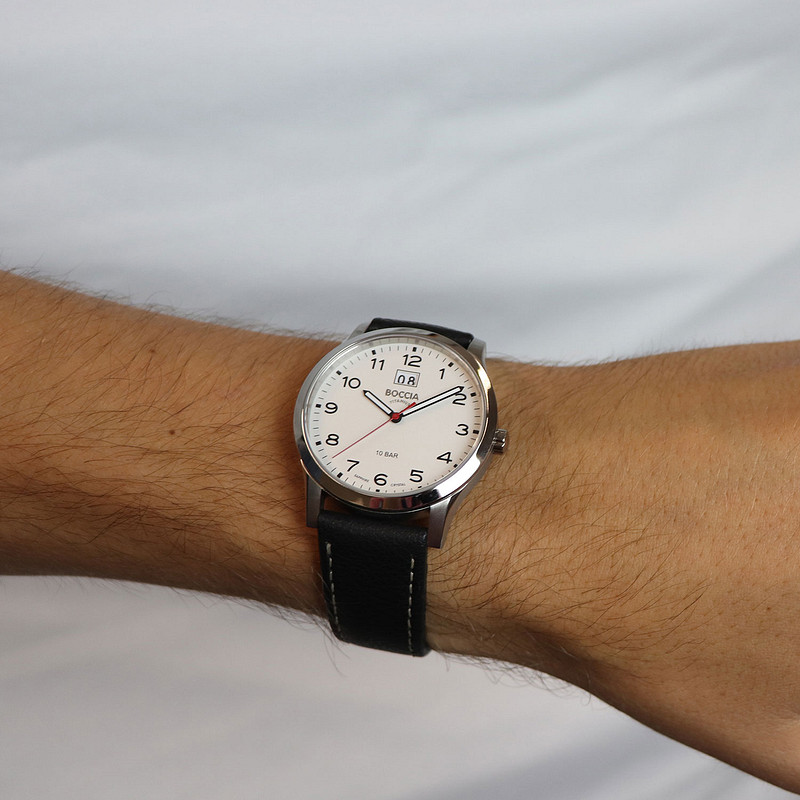 Boccia 510-95 - Reloj analógico de Cuarzo para Hombre con Correa de Piel, Color Negro