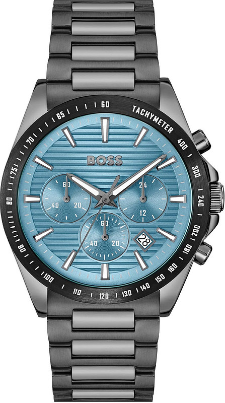 Montre Chronographe BOSS Pour Homme Strike Chrono - Cadran Blanc Et Bleu - Mouvement à Quartz - Neuve