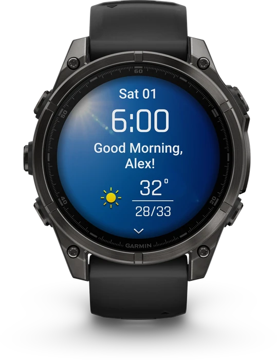 Garmin Fenix 8 - 010-02904-21 - 47 mm, AMOLED Sapphire, Carbon grey DLC-titanium met zwarte/pebble grey siliconen band Garmin Fenix 8 - 010-02904-21 - 47 mm, AMOLED Sapphire, Carbon grey DLC-titanium met zwarte/pebble grey siliconen band